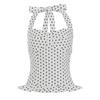 Dot Sleeveless Crop Top Lace Up Women Camisole Stylish Halter Ruffle Vest Top  Summer