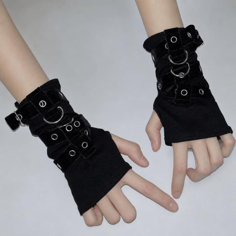 Buckle Street Dance Sleeves Metal Rivet Punk Style Sleeves New Fingerless Gloves Motorcycle Riding