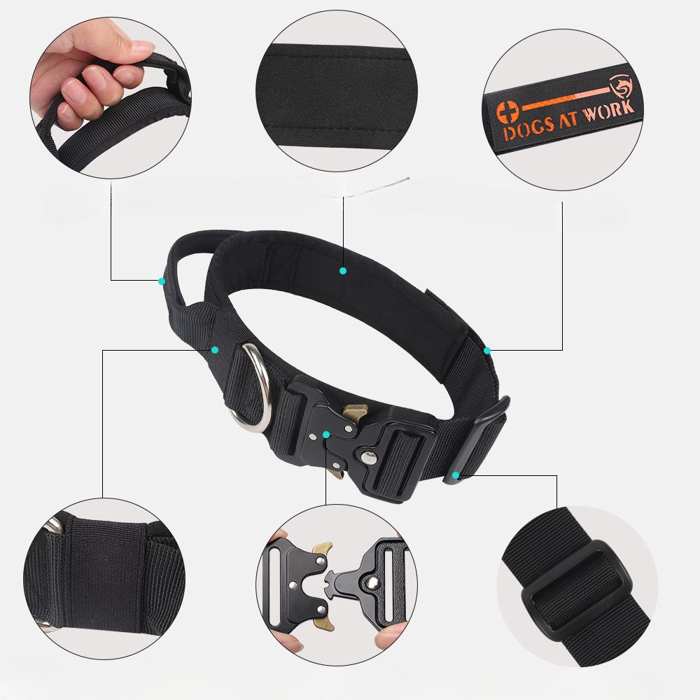 Большой ошейник для собаки Прочный нейлоновый регулируемый поводок для питомца Уличные прогулочные тренировочные ошейники Питбуль Лабрадор Принадлежности