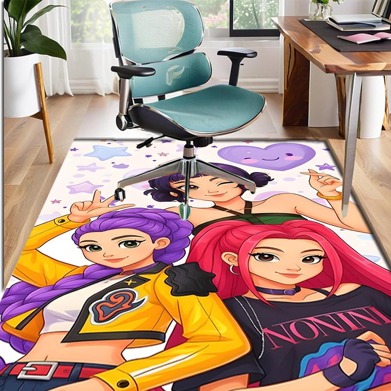KPop Demon Hunters Pattern Rug, Indoor/Outdoor Mat, for Picnic, Gameroom, Bedroom, Office, Living Room, Home Decor Carpet, Birthday Gift