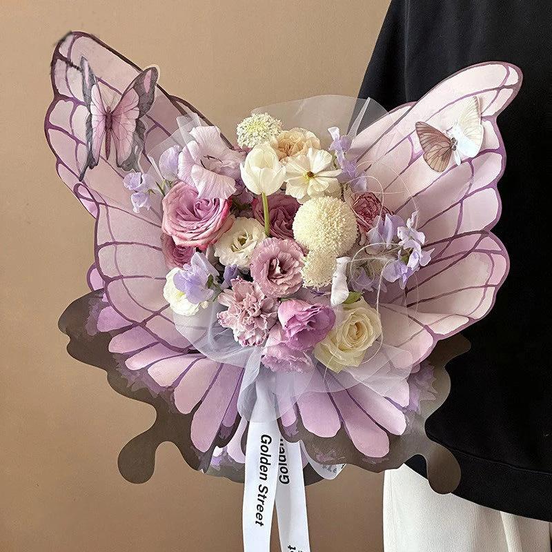 10 комплектов корейской упаковочной бумаги с бабочками и цветами, водонепроницаемая упаковочная бумага для букета роз для декора для свадьбы, дня рождения