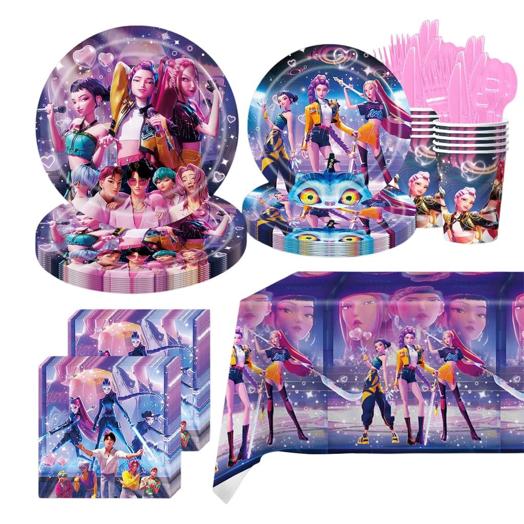 Cartoon Children's Birthday Party Decoration Paper Plates, Tissues, Tablecloths, Disposable Tableware Sets.