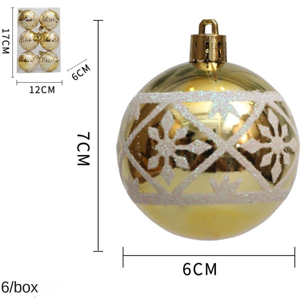 6Pcs/Box Electroplated Plastic Ball Christmas Tree Ornament Plastic Christmas Decorations