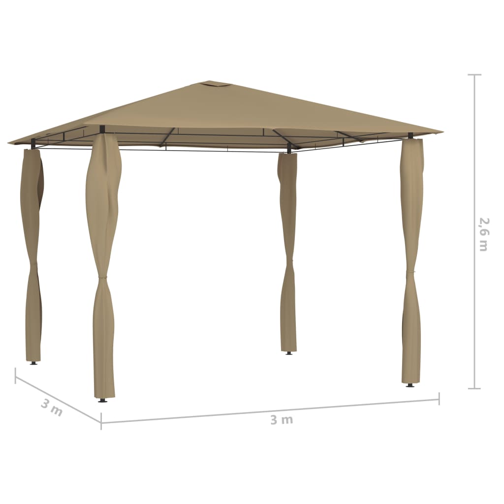 Gazebo with Post Covers 3 x 3 x 2.6 m Taupe 160 g m²