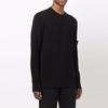 Stone Island Logo Patch Crew Neck Long Sleeve Solid Pullover Sweater Men sweater Black 7515560C2-V0029
