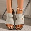 Large Size Belt Buckle Cool Slippers Summer New Retro Versatile Thick-bottomed Cool Slippers