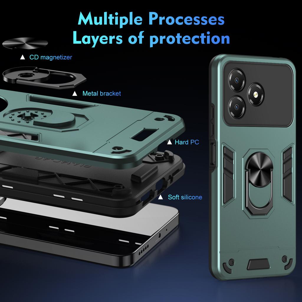 Для ZTE Blade A36 Чехол ПК+ТПУ Защита от падений Чехол для телефона с кольцом-подставкой