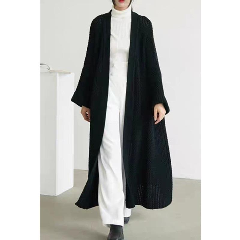 Осень/зима Элегантная Мода Вязаный Кардиган Длинный Свитер Женские Пальто Новые Свободные Повседневные V-образный вырез Куртки Офисные Пальто с длинным рукавом Рубашка Одежда
