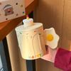 Подарок на день рождения Милая керамическая кружка для торта в виде молочного фуфу с яйцом пашот с крышкой для пары, мальчика и девочки, чашка для питья воды