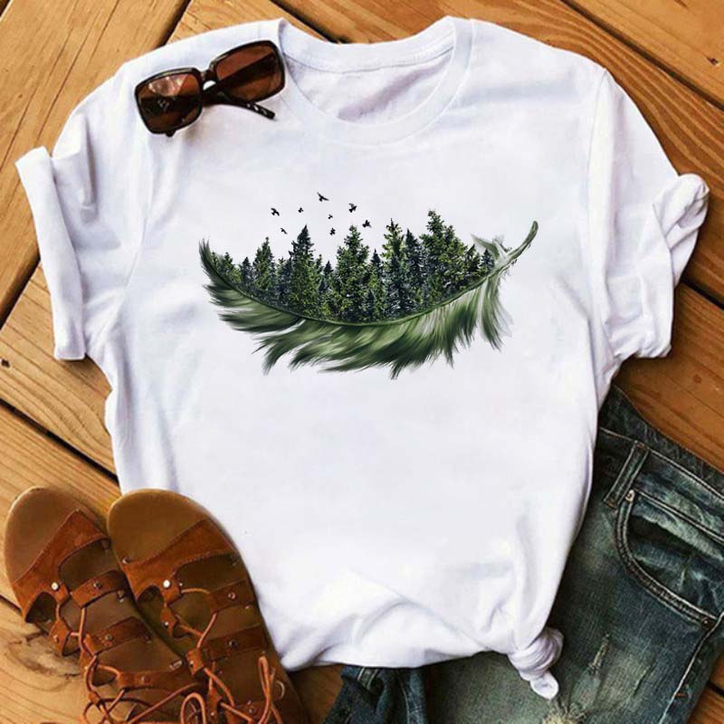 Модная женская футболка с забавным принтом бабочки и пера, футболка, летние топы с коротким рукавом, футболка, женские футболки с перьями