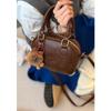 Women's Retro Coffee Bowling Bag - New 2024 Autumn/Winter Single Shoulder Crossbody with High Quality Texture