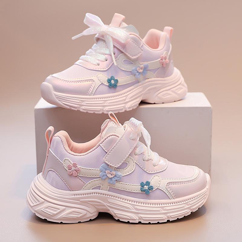 Детские дышащие сетчатые кроссовки, мягкая подошва, цветочный принт, коллекция весна/осень 2025, модные кроссовки «папины»