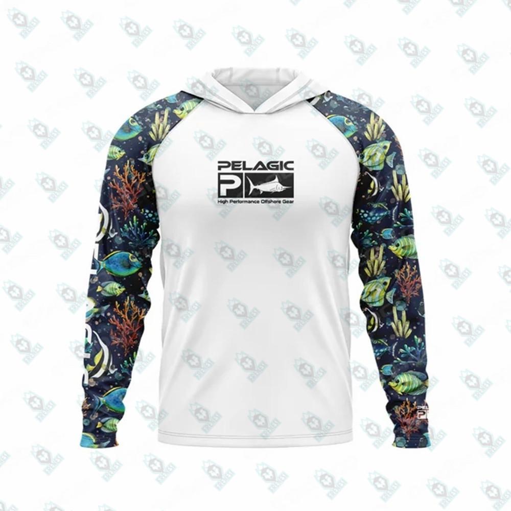 Pelagic Hooded Fishing Suit Outdoor Summer Long Sleeve Sunscreen T-Shirt Quick Drying Breathable Luya Fishing Suit