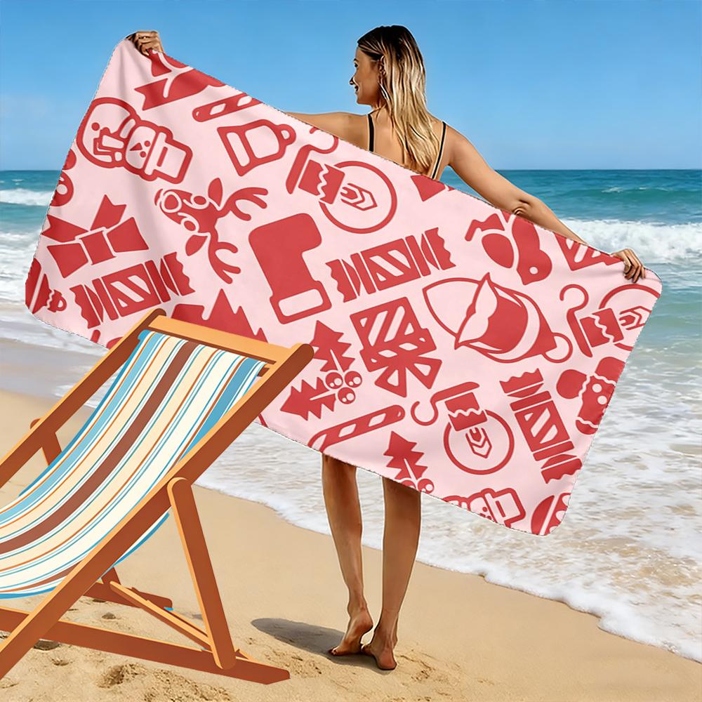 Christmas Pattern with Santa and Snowman Beach towel quick-drying for travel outdoor sports jogging beach and swimming