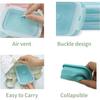 4 Pack Collapsible Silicone Lunch Box - BPA-Free Flat Stacking Food Storage Containers with Lids for Leftovers