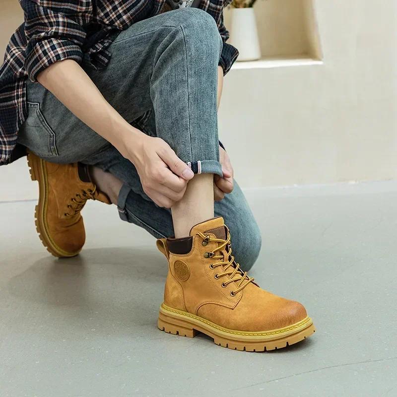 Ботинки женские из натуральной кожи на толстой подошве Мотоциклетная рабочая одежда для отдыха на природе Женские ботильоны Обувь для женщин Zapatos