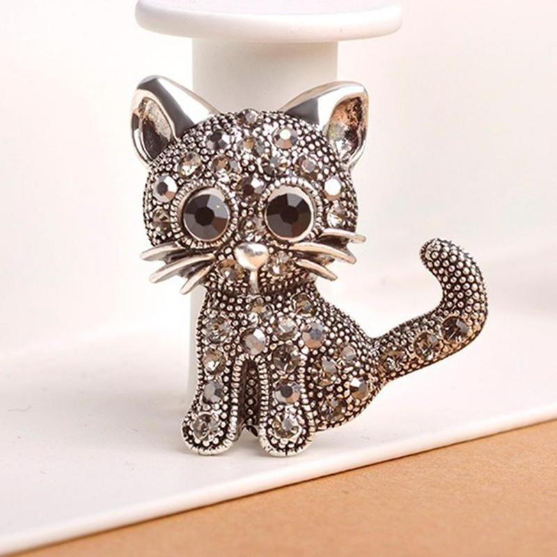 Blucome Cute Little Cat Brooches Pin Up Jewelry For Women Suit Hats Clips Corsages Brand Brooch AVE