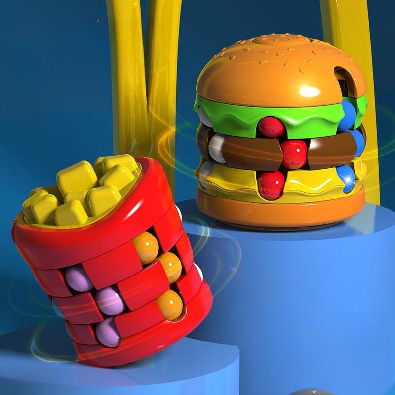 Burger Magic Cube French Fries Magic Beans Fidget Spinner Children Stress Relief Toy Rotating Ball Bearing Relieve Anxiety