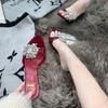 Spot L-248 Summer New 2025 Rhinestone Stunning High Heel Sandals Premium Feeling Not Tired Foot Pointed High Heels