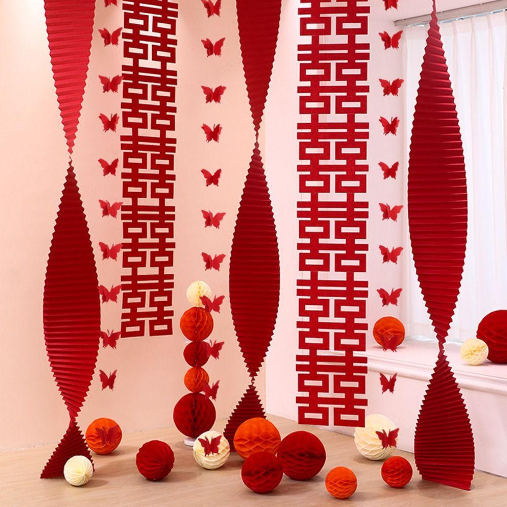 Festive Chinese Wedding Hanging Flags Traditional Door Curtain Hanging Decor  Living Room
