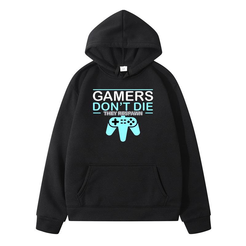 Худи для геймеров 'Gamers Don't Die Man' Мужское Оверсайз Новинка Толстовка с Принтом Повседневная Унисекс Осенне-Зимняя Верхняя Одежда Sudaderas