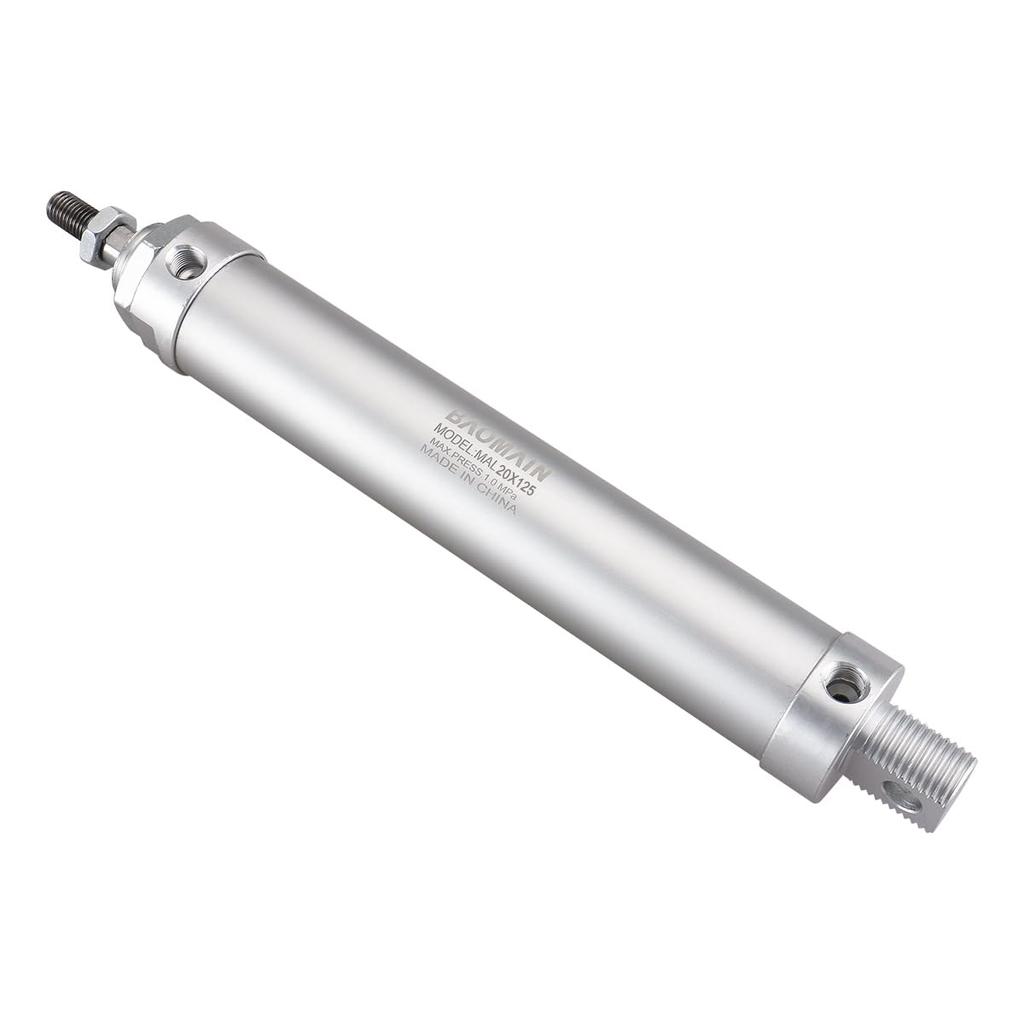 Baomain Pneumatic Air Cylinder MAL 20 X 125 Bore 0.79 Inch(20 mm),Stroke 4.92 inch(125mm),Single Rod Double Acting Stainless Steel Mini