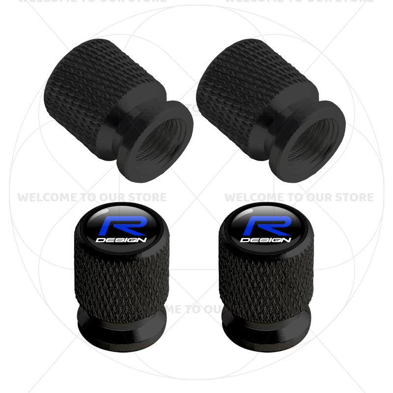 For Volvo R Design Emblem S90 V90 XC60 T8 V70 S60 V60 EX30 Moose 4Pcs Aluminum Car Tire Valve Caps Wheel Stem Air Dust Covers