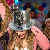 Disco Cowboy Hat Disco Mirrored Sun Hat Retro Disco Unisex Costume Sparkly Top Hat Dress Up Accessories For Adults