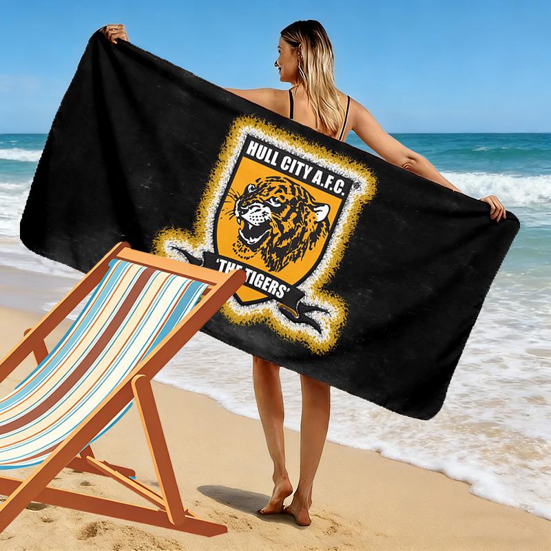 Полотенце для пляжа с принтом Hull City A.F.C, Большое Мягкое Быстросохнущее Полотенце для Пляжа Кемпинга Плавания
