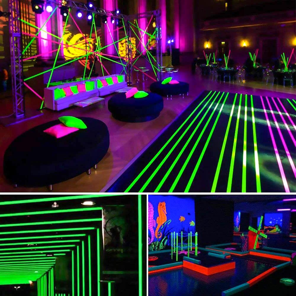 Adhesive Tape Under UV Black Light Fluorescent Neon Gaffer Blacklight Reactive Masking Cloth Party Stages Photography 5pcsPinstriping Tape 3
