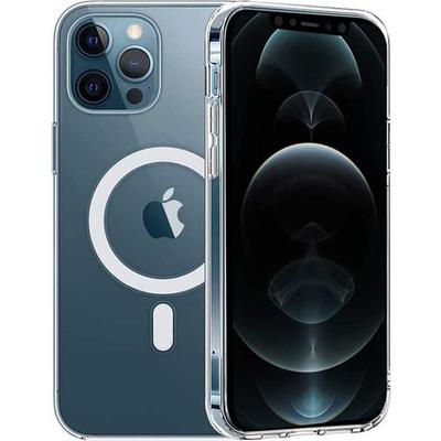 Чехол для iPhone 12 PRO MAX (6,7 дюйма) - Силиконовый прозрачный со встроенным магнитным кругом Phonillico®
