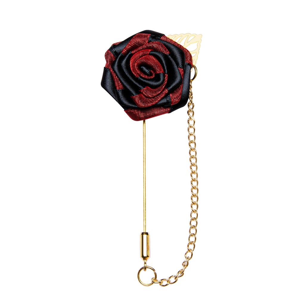 Mens Necktie with Flower Chain Brooch Pin Business Party Silk Tie Hanky Cufflink Set Dibangu