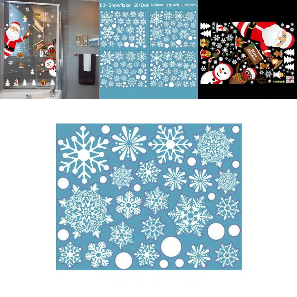 Красочные рождественские наклейки с изображением Санта-Клауса и оленей для праздничного оформления окон