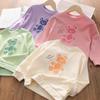 Kids Girls Spring Autumn Long Sleeve O Neck Cartoon Bear Printed T Shirt Tops