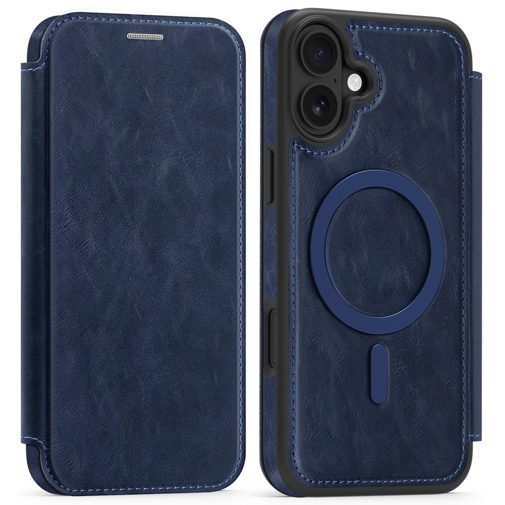 For iPhone 16 Plus Case Compatible with MagSafe RFID Blocking Card Holder Leather Phone Cover