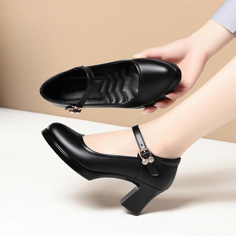 Водонепроницаемая платформа Высокий каблук Круглый носок Летняя модель Тренировочные Специальные Подиум Работа Одинарная обувь Элегантная Простая Черная Осень