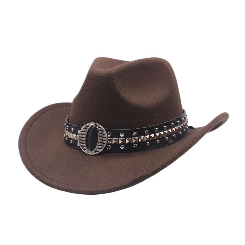 Rolled-brimmed black western cowboy hat autumn and winter European and American retro men's and women's jazz hat top hat