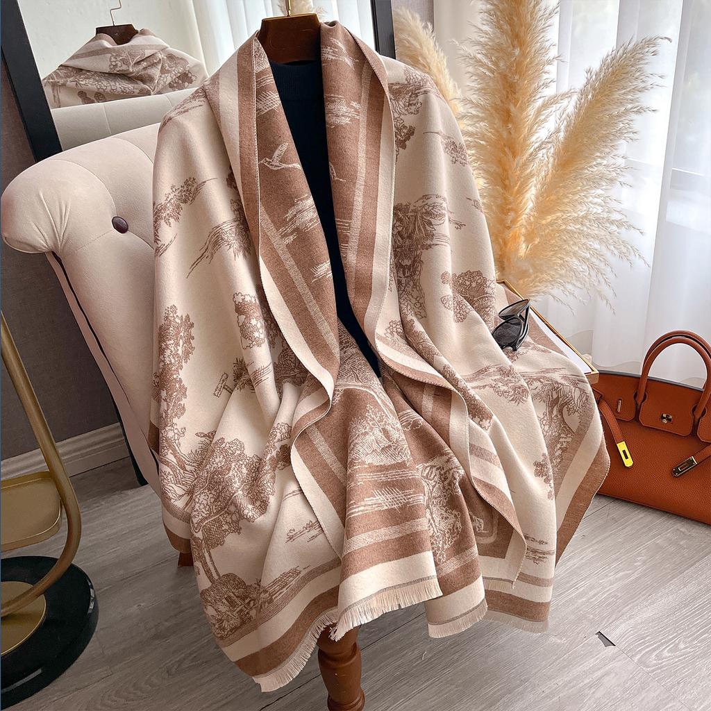 Luxury Winter Scarf Women Cashmere Warm Pashmina Brand Foulard Female Shawls Wraps Thick Soft Bufanda Poncho Scarves Stole