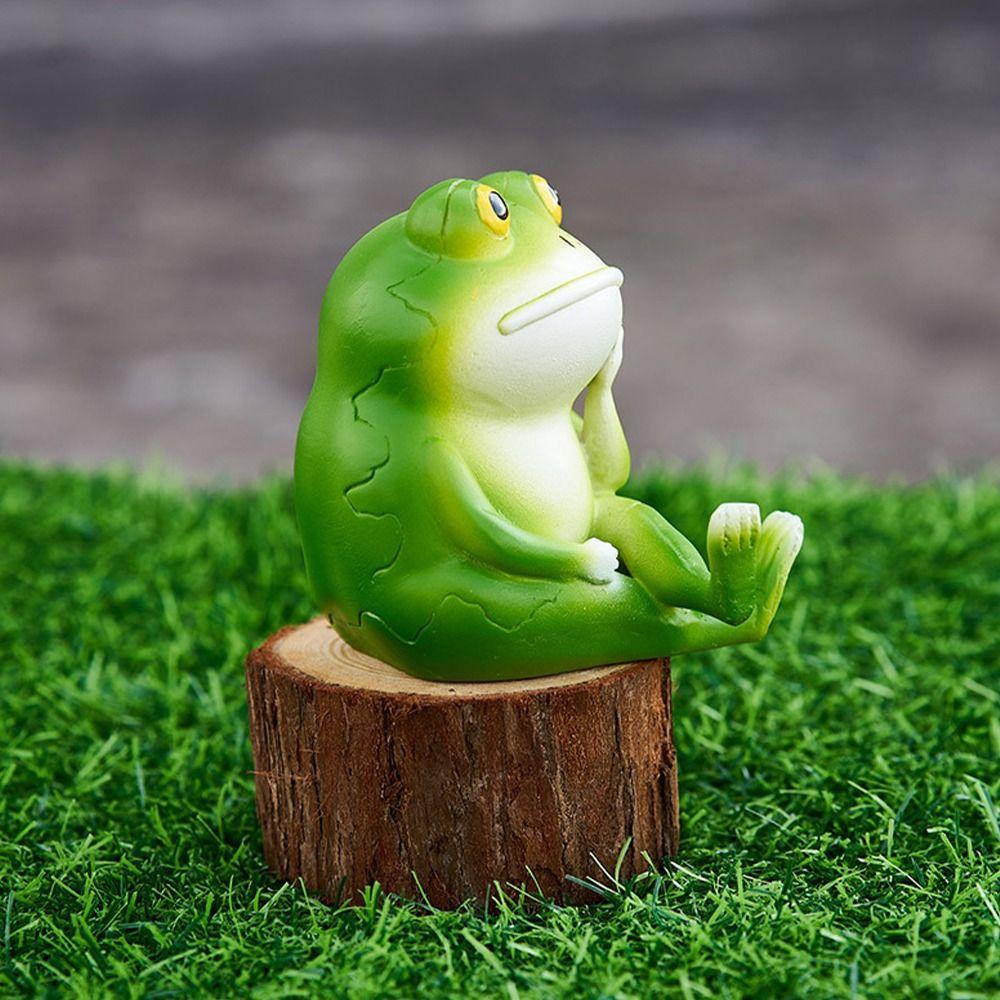 Мультяшная фигурка думающей лягушки, милое украшение животного, креативная маленькая статуэтка лягушки, для дома, для рабочего стола