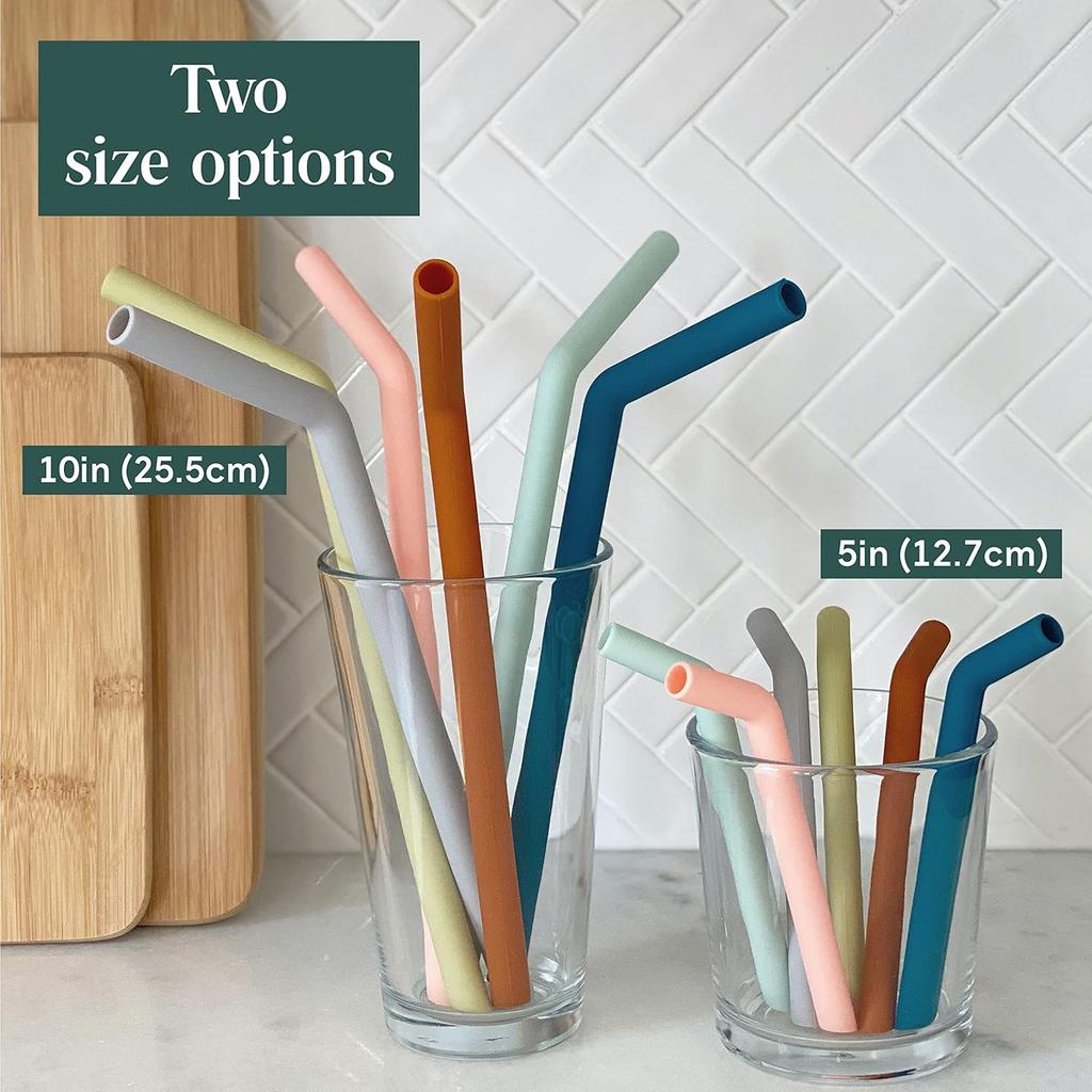 Simka Rose Premium Silicone Straws - Reble Bendy Straws for Adults & Kids - BPA Free, Baby and Toddler Straw Set with Cleaning Brush - Wide Drinking