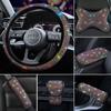 Цветной чехол на руль автомобиля из искусственной кожи, комплект из розовых бриллиантов, чехлы на автомобильные колеса для девушек, автомобильные аксессуары для женщин