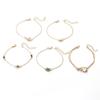 European & American Retro Green Diamond Bracelet Set: 5-Piece Square, Butterfly, and Love Designs