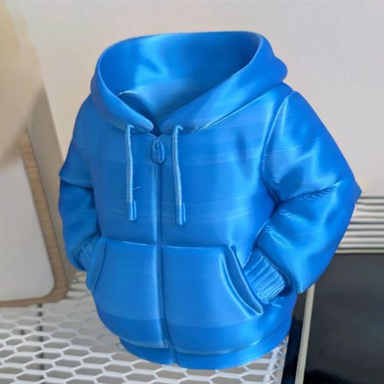 Hooded Down Jacket Pen Holder 3D Printed Down Coat Stationery Pencil Organizer Container Home Office Desktop Decoration Ornament