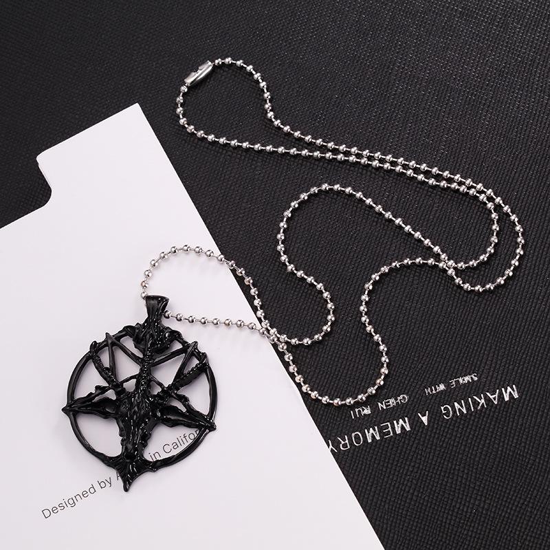 Модный винтажный кулон с подвеской в виде пентаграммы в форме черепа бога-козла, ожерелья для женщин и мужчин, праздничные ювелирные изделия в виде цепочки Hit Hop