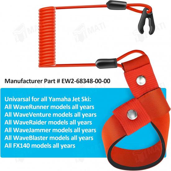 M MATI Stop Kill Safety Lanyard for EW2-68348-00-00 all Yamaha Jet Ski WaveRunner WaveVenture WaveRaider WaveJammer WaveBlaster FX140