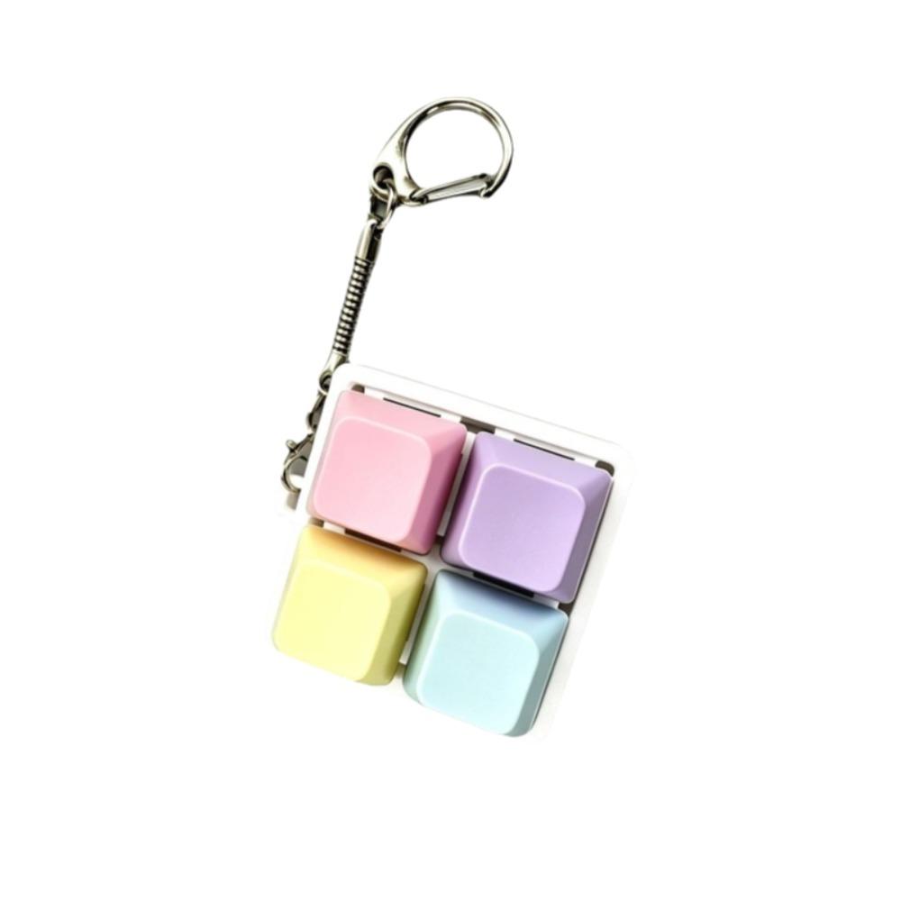 Square 4 Buttons Keyboard Key Chain Macaron Color Fidget Clicker Bag Charms Leisure Time
