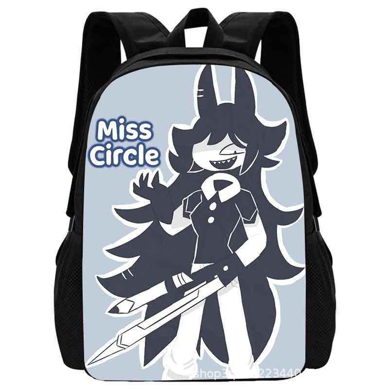 Miss Circle Kids School Backpack Elementary Students Lightweight Cartoon Oxford Fabric Bag With Ergonomic Back Support