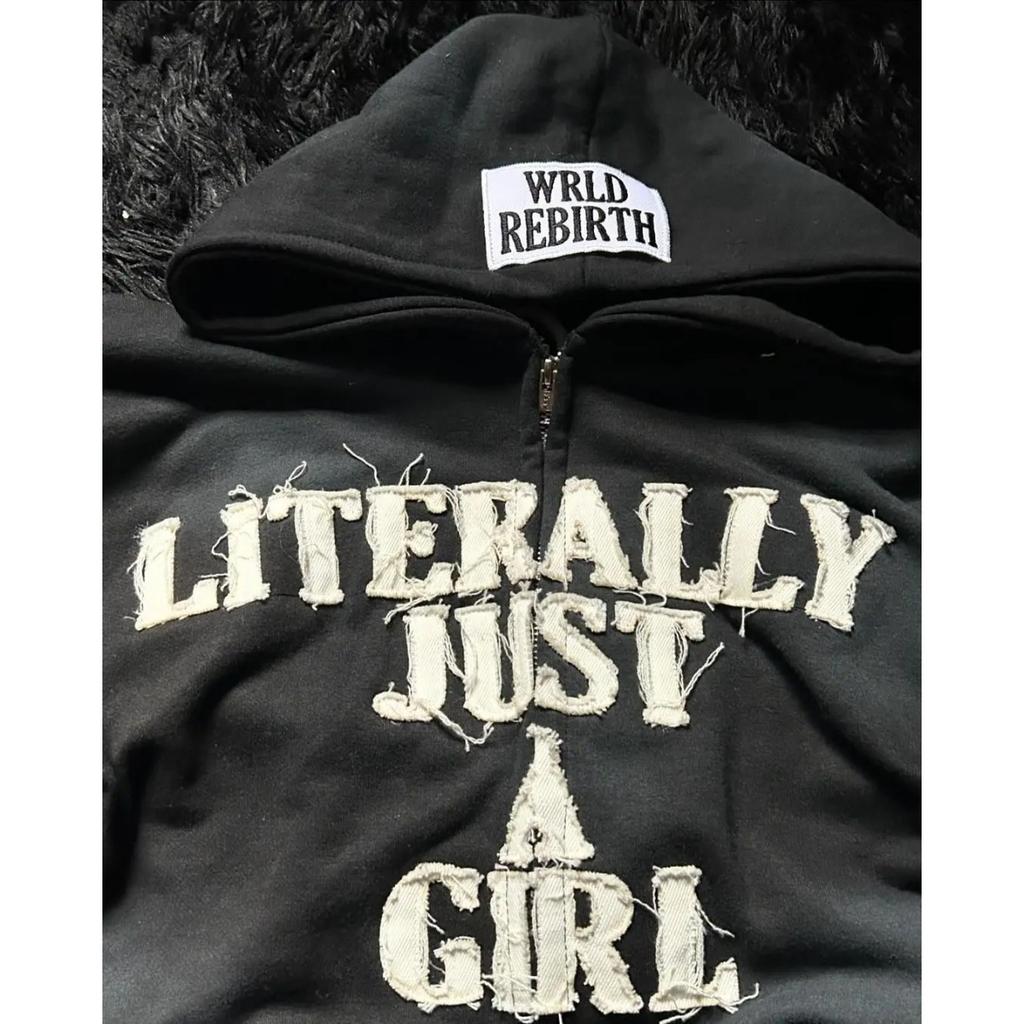 American Y2K Hip Hop Alphabet Embroidered Hoodie Personalized Street Men's and Women's Loose Zipper Cardigan Top