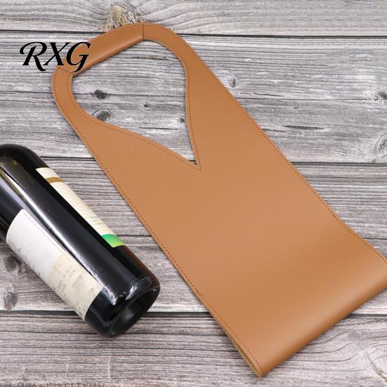 Foldable Wine Storage Bag Faux Leather Tote Bag, Portable Carrier Pouch, Waterproof Durable Single Bottle Holder Protector Sleeve for Champagne Beer