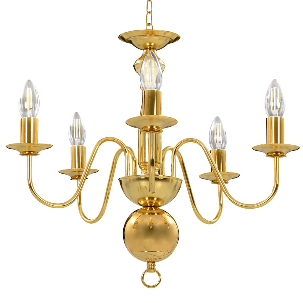 vidaXL Kronleuchter Golden 5 x E14-Glühbirnen